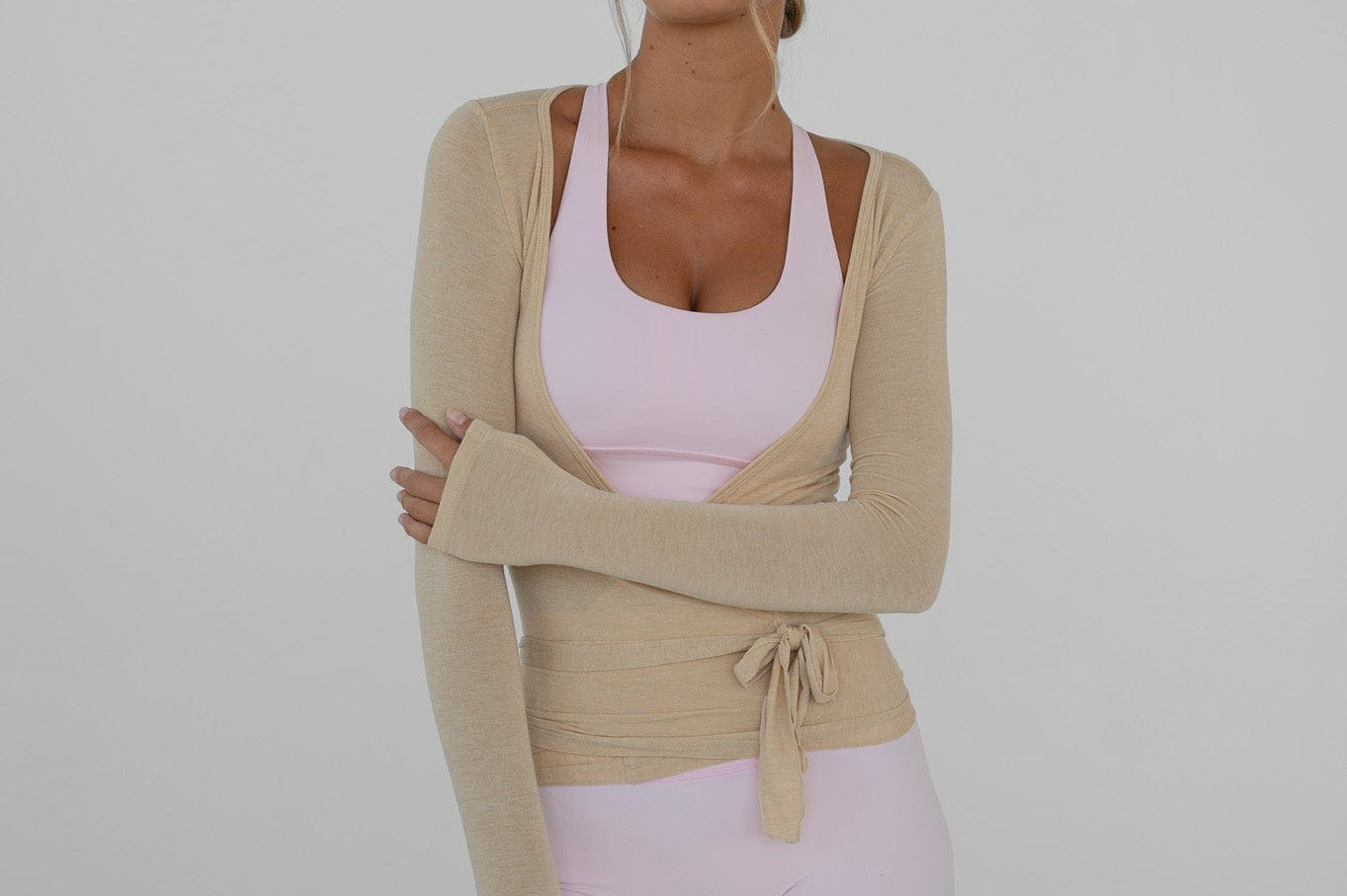 Exercere Blouses Ballet Wrap Blouse - Beige